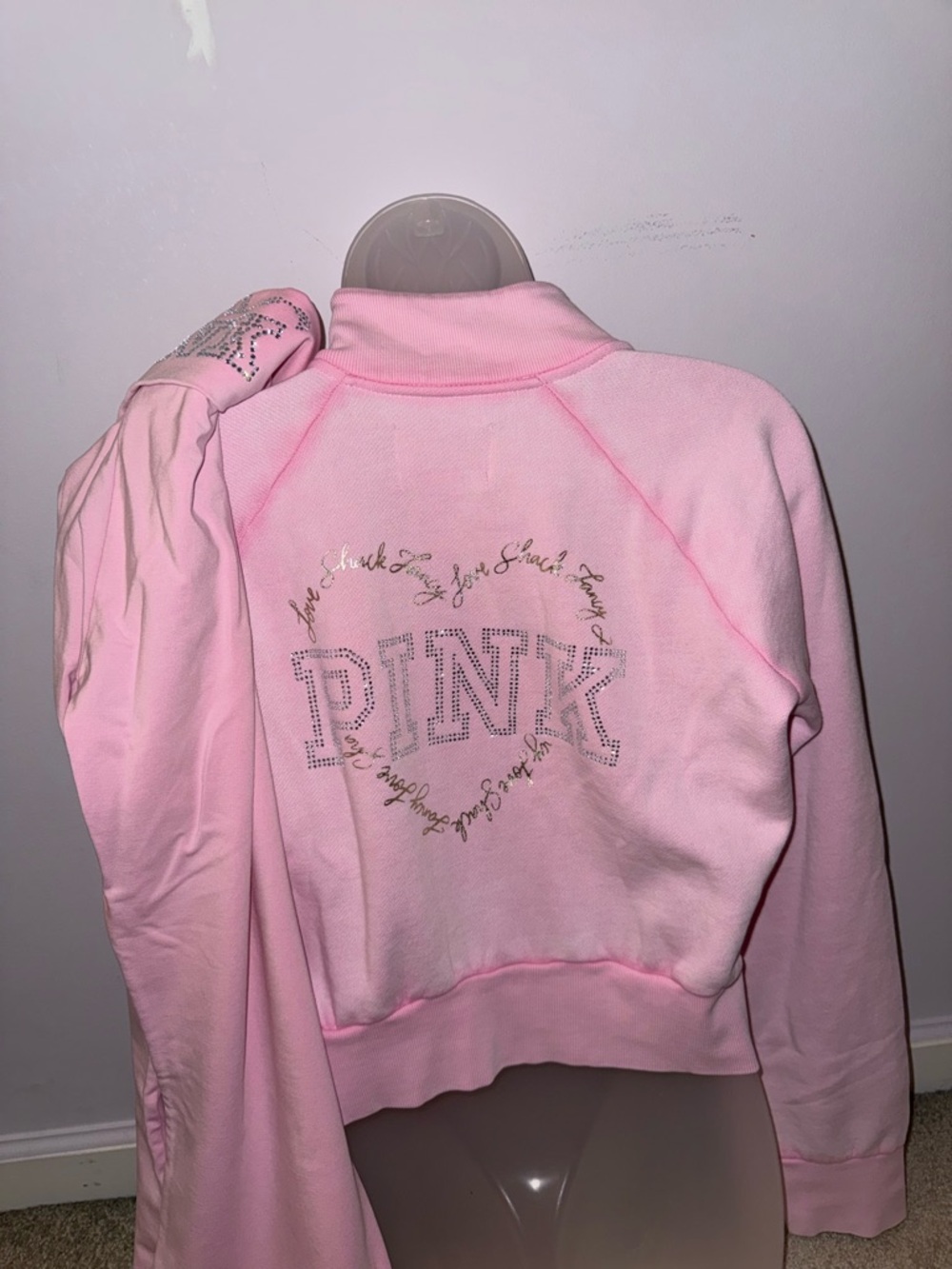 PINK x LoveShackFancy Reissued Full-Zip Cotton Foldover Flare Leggings Set M - Picture 4 of 10